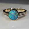 Natural Australian Boulder Opal and Diamond Gold Ring - Size 6.5 Code -GR711