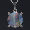 Natural Australian Boulder Opal and Diamond Silver Pendant with Silver Chain