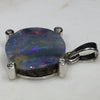 Natural Australian Boulder Opal and Diamond Silver Pendant with Silver Chain