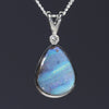 Natural Australian Boulder Opal and Diamond Silver Pendant with Silver Chain