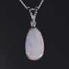 Natural Australian White Boulder Opal and Diamond Silver Pendant with Silver Chain