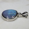 Natural Australian Boulder Opal and Diamond Silver Pendant with Silver Chain