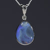 Natural Australian Boulder Opal and Diamond Silver Pendant with Silver Chain
