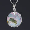 Natural Australian Boulder Opal and Diamond Silver Pendant with Silver Chain