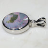 Natural Australian Boulder Opal and Diamond Silver Pendant with Silver Chain