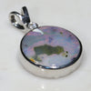 Natural Australian Boulder Opal and Diamond Silver Pendant with Silver Chain