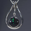 Natural Australian Boulder Opal Silver and Diamond Pendant