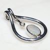 Natural Australian Boulder Opal and Diamond Silver Pendant with Silver Chain