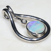 Natural Australian Boulder Opal and Diamond Silver Pendant with Silver Chain