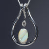 Natural Australian Boulder Opal and Diamond Silver Pendant with Silver Chain