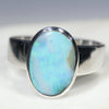 Australian Solid  Boulder Opal Silver Ring - Size 9