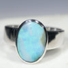 Australian Solid  Boulder Opal Silver Ring - Size 9