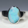 Australian Solid  Boulder Opal Silver Ring - Size 9
