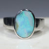 Australian Solid  Boulder Opal Silver Ring - Size 9