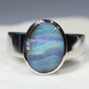 Australian Solid  Boulder Opal Silver Ring - Size 8