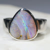 Australian Solid  Boulder Opal Silver Ring - Size 8.5