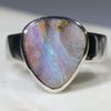 Australian Solid  Boulder Opal Silver Ring - Size 8.5