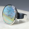 Australian Solid  Boulder Opal Silver Ring - Size 10