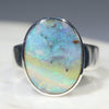 Australian Solid  Boulder Opal Silver Ring - Size 10