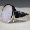 Australian Solid White  Boulder Opal Silver Ring - Size 9 Code - SRD45