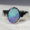 Australian Solid Boulder Opal Silver Ring - Size 9.5