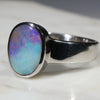 Australian Solid Boulder Opal Silver Ring - Size 9.5