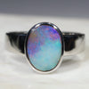 Australian Solid Boulder Opal Silver Ring - Size 9.5