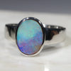 Australian Solid Boulder Opal Silver Ring - Size 9.5
