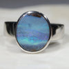 Australian Solid Boulder Opal Silver Ring - Size 8.75