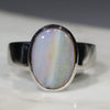Australian Solid Boulder Opal Silver Ring - Size 7.5