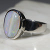 Australian Solid Boulder Opal Silver Ring - Size 7.5