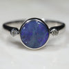 Natural Australian Opal and Diamond Silver Ring