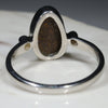 Australian Solid Boulder Opal and Diamond Silver Ring - Size 9