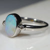 Australian Solid Boulder Opal and Diamond Silver Ring - Size 7.25