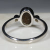 Australian Solid Boulder Opal and Diamond Silver Ring - Size 8.25