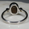 Australian Solid Boulder Opal and Diamond Silver Ring - Size 6.75