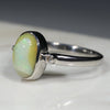 Australian Solid Boulder Opal and Diamond Silver Ring - Size 8.25