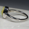 Australian Solid Boulder Opal and Diamond Silver Ring - Size 8.25