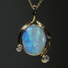 Natural Australian Boulder  Opal  and Diamond 18K Gold Pendant