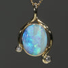Natural Australian Boulder  Opal  and Diamond 18K Gold Pendant