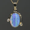 Natural Australian Boulder  Opal  and Diamond 18K Gold Pendant