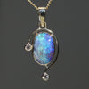 Natural Australian Boulder  Opal  and Diamond Gold Pendant