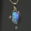 Natural Australian Boulder  Opal  and Diamond Gold Pendant