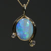 Natural Australian Boulder  Opal  and Diamond 18K Gold Pendant