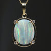 Natural  Australian Boulder Opal and Diamond Gold Pendant