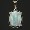 Natural  Australian Boulder Opal and Diamond Gold Pendant
