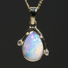 Natural Australian Boulder  Opal  and Diamond 18K Gold Pendant