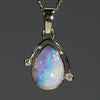 Natural Australian Boulder  Opal  and Diamond 18K Gold Pendant