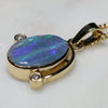 Natural Australian Boulder  Opal  and Diamond 18K Gold Pendant