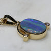 Natural Australian Boulder  Opal  and Diamond 18K Gold Pendant